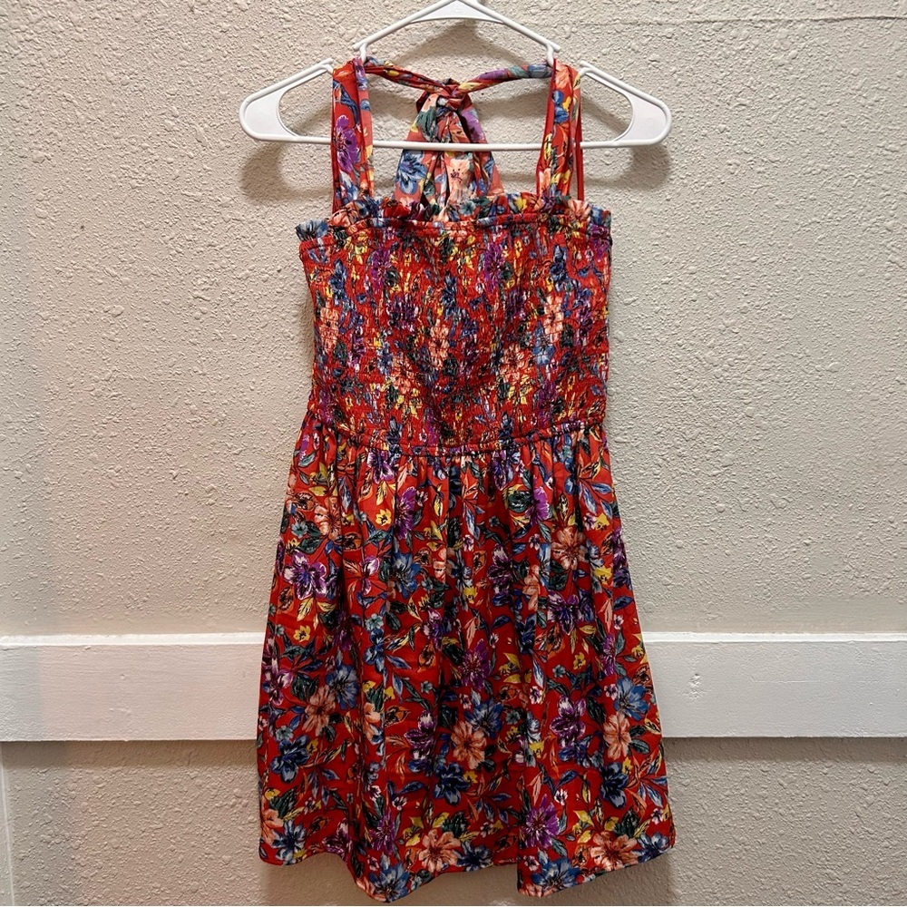 Band of Gypsies Collective Red Floral Halter Neck Dress NWT